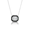 White Diamond and Enamel Oui Necklace in White Gold
