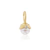 White Diamond and Pearl Scallop Pendant in Yellow Gold