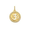 White Diamond and Yellow Gold OM Coin Pendant