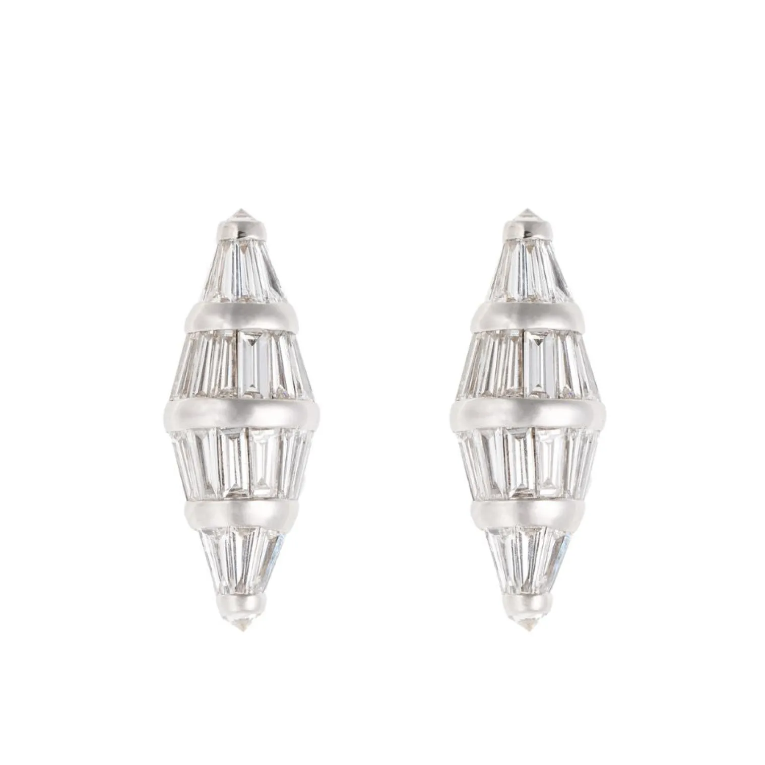 White Diamond Baguette Spectrum Revisited Large Stud in White Gold