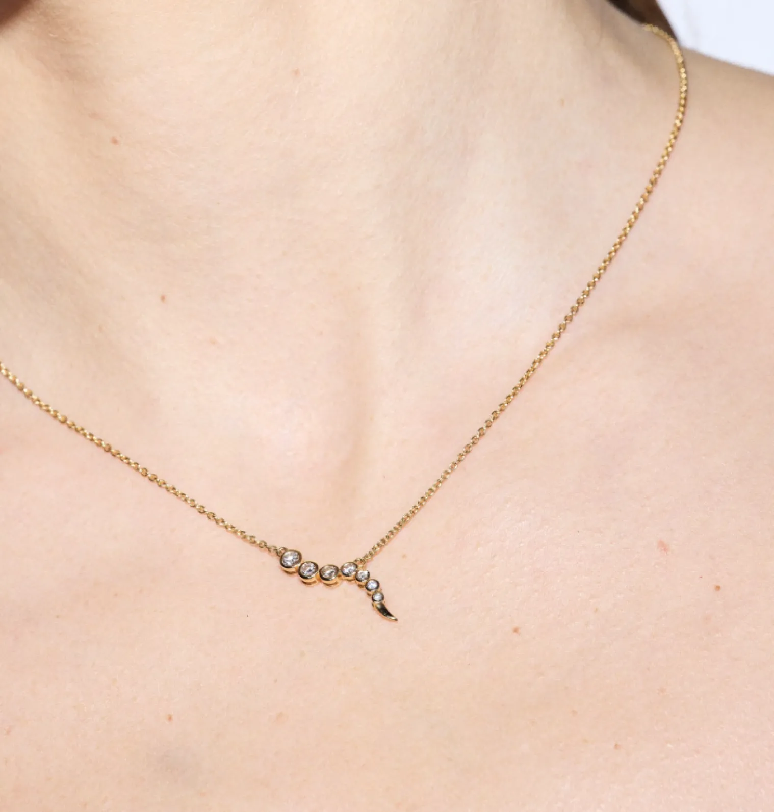 White Diamond Delphina Necklace in Yellow Gold