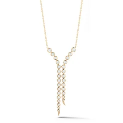 White Diamond Delta Pendulum Necklace in Yellow Gold