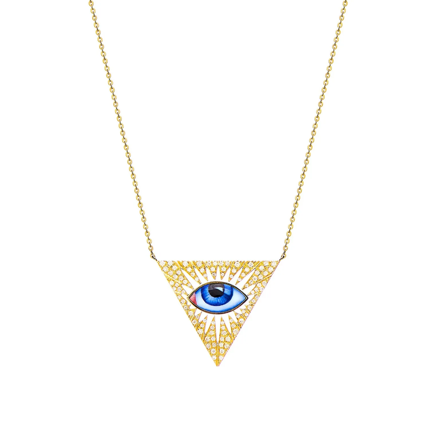 White Diamond Isida Petit Bleu Necklace in Yellow Gold