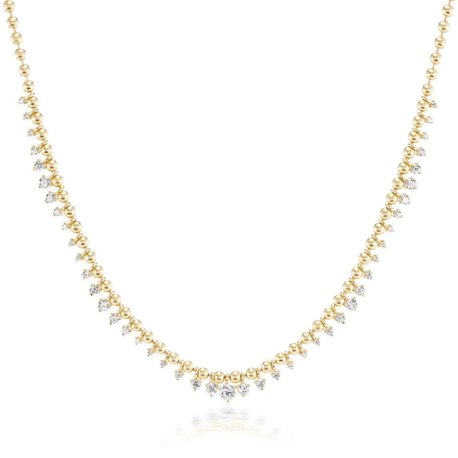 White Diamond Kin Necklace in Yellow Gold