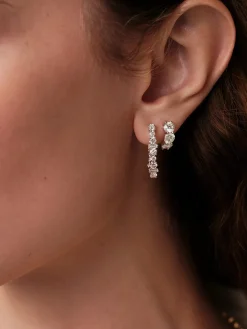 White Diamond Large Rivulet Hoops in White Gold