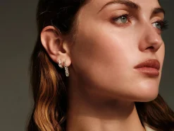 White Diamond Large Rivulet Hoops in White Gold