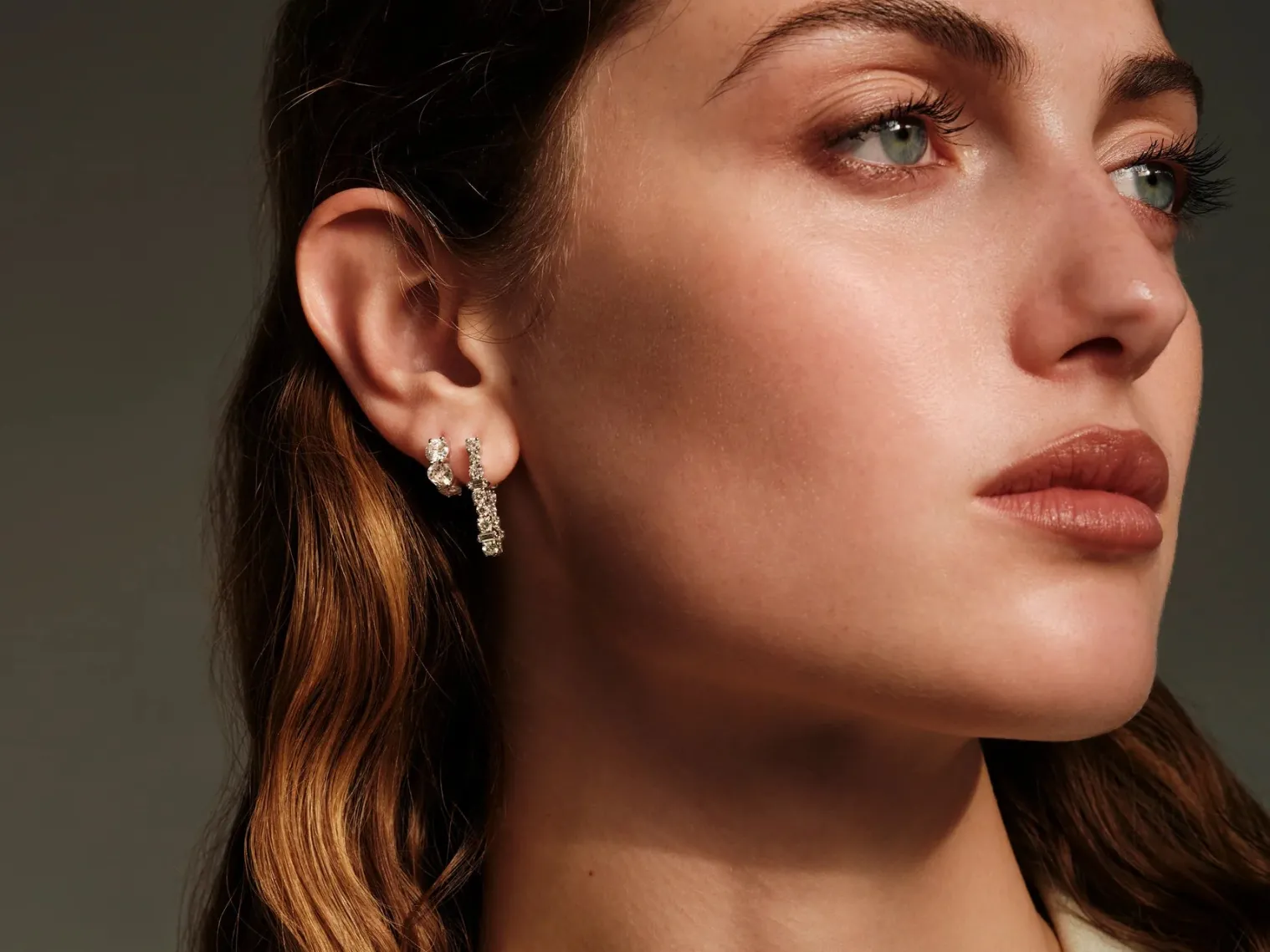 White Diamond Large Rivulet Hoops in White Gold