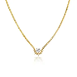 White Diamond Louise Necklace in Yellow Gold
