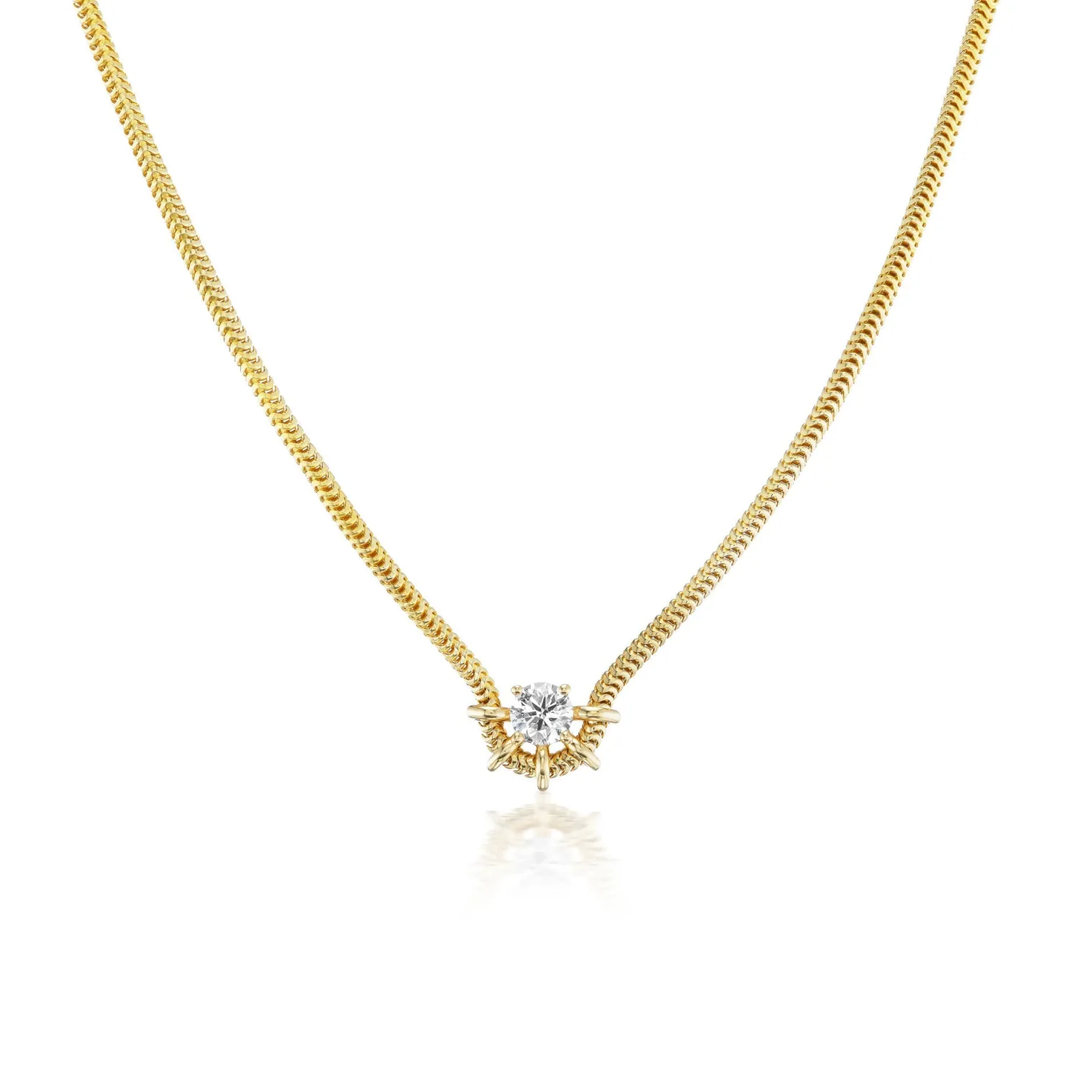 White Diamond Louise Necklace in Yellow Gold