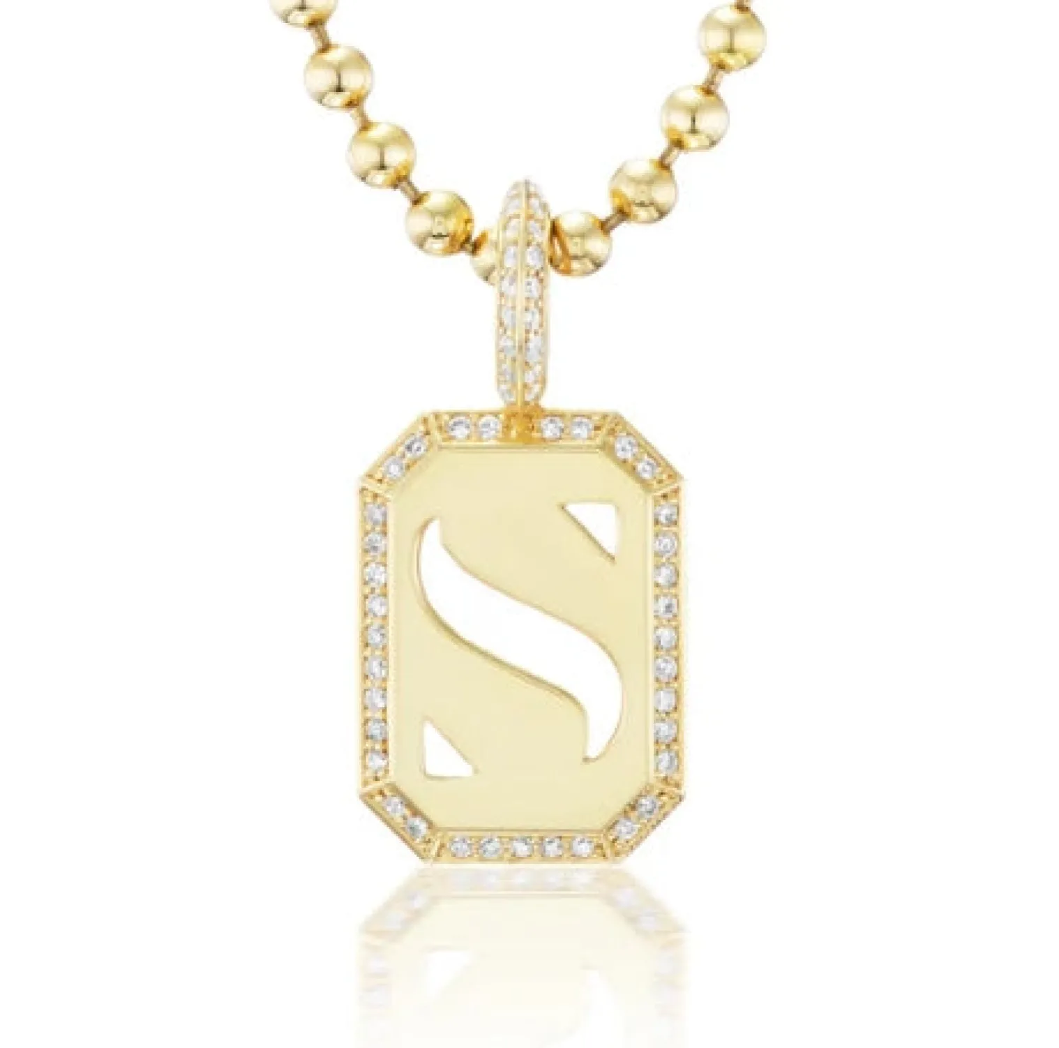 White Diamond Versa Tile Charm in Yellow Gold