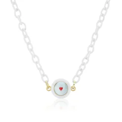 White Silk Thread Chain Necklace in Yellow Gold
