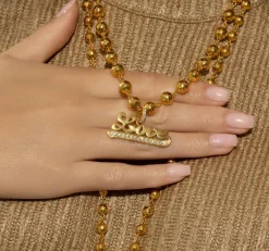 XL Hammered Ball Chain in Yellow Gold