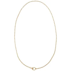 Yellow Gold Elongated Link Chain with Small Pave Diamond Lock